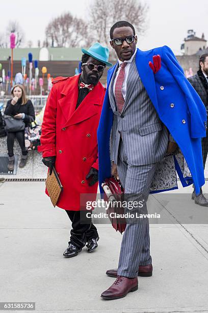 Cyprien Richiardi, aka 'Cyprien that's all' in total look Versace and Don Morphy are seen on January 12, 2017 in Florence, Italy.