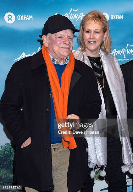 David Jason and Gill Hinchcliffe attend the blue carpet of the Cirque du Soleil: Amaluna press night on January 12, 2017 in London, United Kingdom.