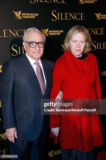 Director of the movie Martin Scorsese and his wife Helen Morris attend the "Silence" Paris Premiere at Musee National Des Arts Asiatiques - Guimet on...