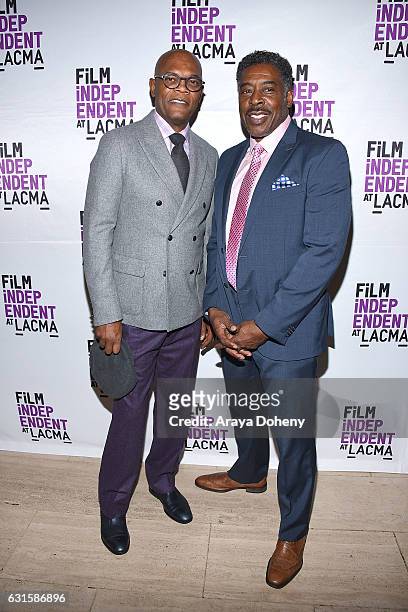 Samuel L. Jackson and Ernie Hudson attend the Film Independent at LACMA presents screening and Q&A of "I Am Not Your Negro" at Bing Theatre At LACMA...