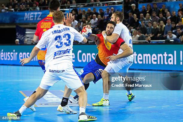 Iosu Goni of Spain during the IHF Men's World Championship match between Spain and Iceland, preliminary round, at on January 12, 2017 in Metz, France.