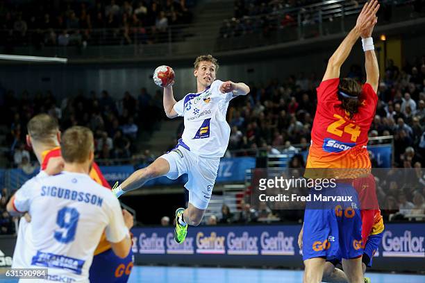 Olafur Andres Gudmundsson of Iceland during the IHF Men's World Championship match between Spain and Iceland, preliminary round, at on January 12,...