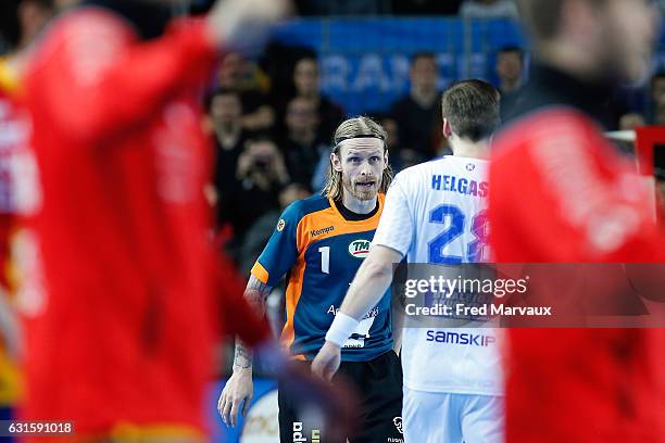 Bjorgvin Pall Gustavsson of Iceland during the IHF Men's World Championship match between Spain and Iceland, preliminary round, at on January 12,...