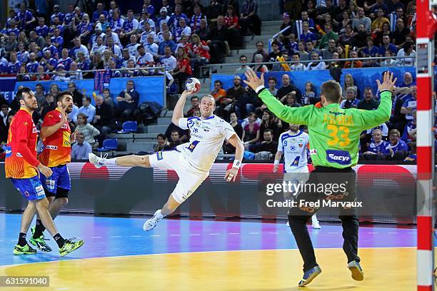 Arnar Freyr Arnarsson of Iceland during the IHF Men's World Championship match between Spain and Iceland, preliminary round, at on January 12, 2017...