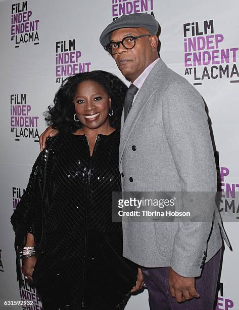 LaTanya Richardson and Samuel L. Jackson attend the premiere of Magnolia Pictures 'I Am Not Your Negro' at LACMA on January 12, 2017 in Los Angeles,...