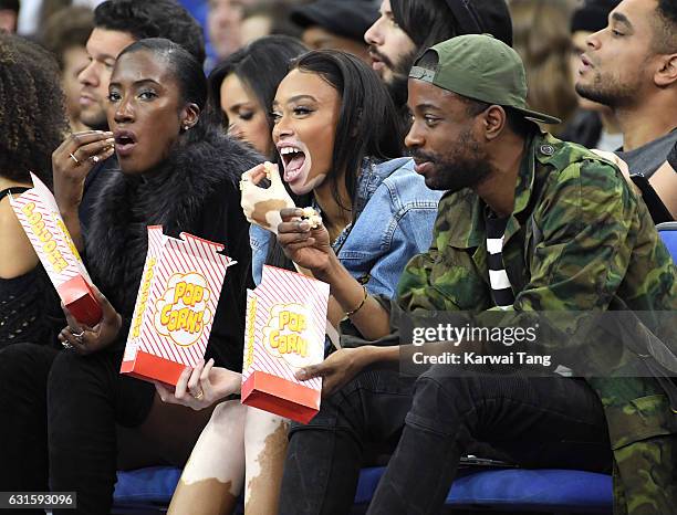 Winnie Harlow attends the Denver Nuggets v Indiana Pacers match as part of the NBA Global Games London 2017 at The O2 Arena on January 12, 2017 in...