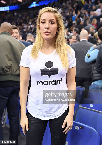 Ellie Goulding attends the Denver Nuggets v Indiana Pacers match as part of the NBA Global Games London 2017 at The O2 Arena on January 12, 2017 in...