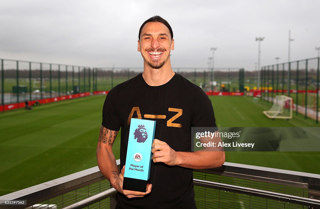 Premier League Player and Goal of the Month Awards are Presented to Zlatan Ibrahimovic and Henrikh Mkhitaryan