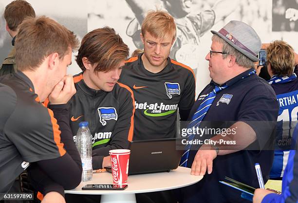 Sebastian Langkamp, Valentin Stocker and Per Skjelbred of Hertha BSC during the training camp on January 13, 2017 in Palma de Mallorca, Spain.