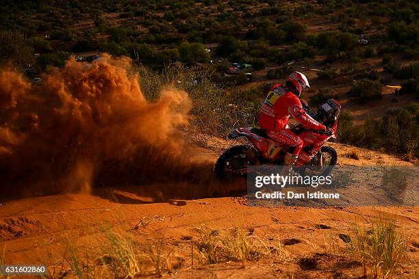 Gerard Farres Guell of Spain and KTM Himoinsa rides a 450 Rally KTM bike in the Elite ASO during stage eleven of the 2017 Dakar Rally between San...