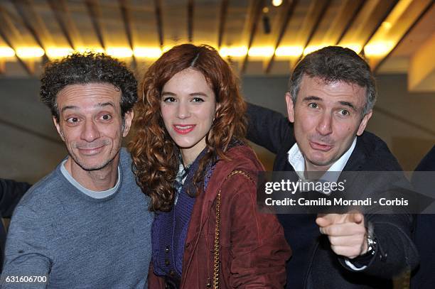 Salvatore Ficarra; Eleonora De Luca; Valentino Picone attend 'L'Ora Legale' Photocall on January 13, 2017 in Rome, Italy.
