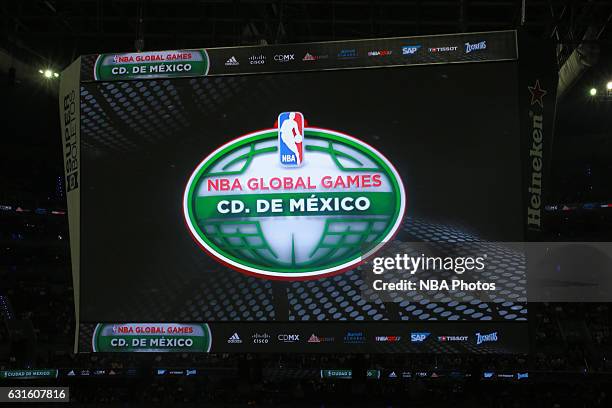 Close up shot of the jumbotron at Arena Ciudad de México during the Dallas Mavericks game against the Phoenix Suns as part of NBA Global Games on...