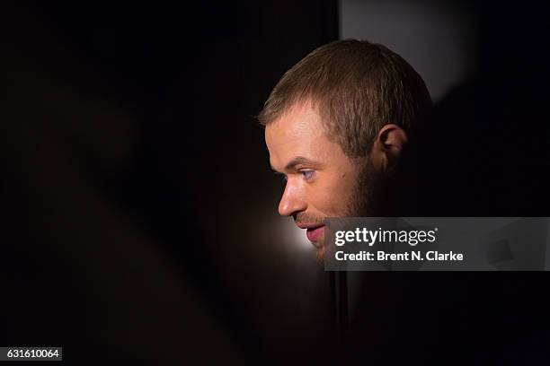 Actor/Brand Ambassador for Geoffrey Beene Kellan Lutz speaks to the media during the 80th Annual YMA Fashion Scholarship Fund Geoffrey Beene National...