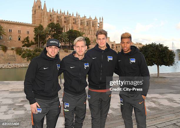 Nikos Sografakis, Arne Maier, Dennis Smarsch and Sidney Friede of Hertha BSC during the training camp on January 13, 2017 in Palma de Mallorca, Spain.