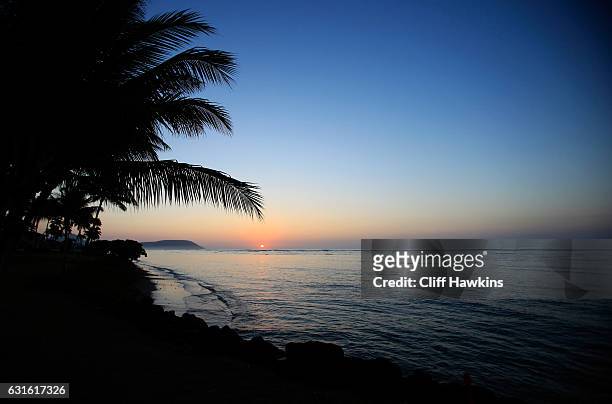 The sun rises during the second round of the Sony Open In Hawaii at Waialae Country Club on January 13, 2017 in Honolulu, Hawaii.