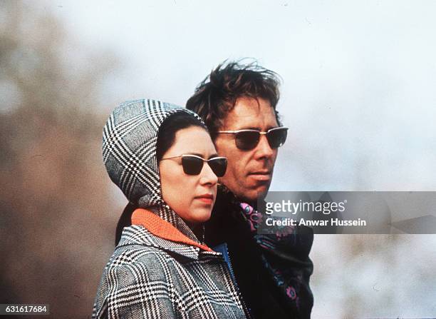 Princess Margaret with her husband, born Antony Armstrong-Jones, photographer Lord Snowdon attend Badminton Horse Trials on April 18, 1970 in...
