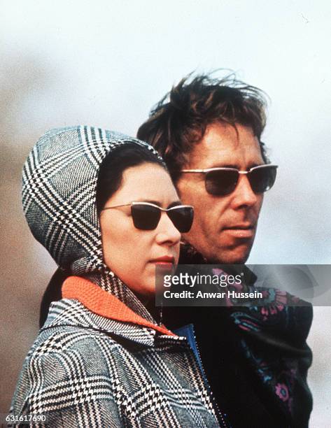 Princess Margaret with her husband, born Antony Armstrong-Jones, photographer Lord Snowdon attend Badminton Horse Trials on April 18, 1970 in...