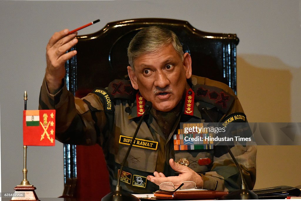 Bipin Army Chief General Bipin Rawat during the annual press conference at ...