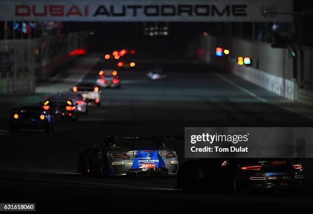 General view of action during the Hankook 24 Hours Dubai Race in the International Endurance Series at Dubai Autodrome on January 13, 2017 in Dubai,...