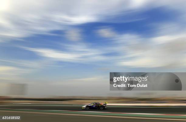 Motorsport Porsche 991 Cup of Philipp Sager, Alex Autumn, Remi Terrail and Nico Rindlisbacher race during the Hankook 24 Hours Dubai Race in the...