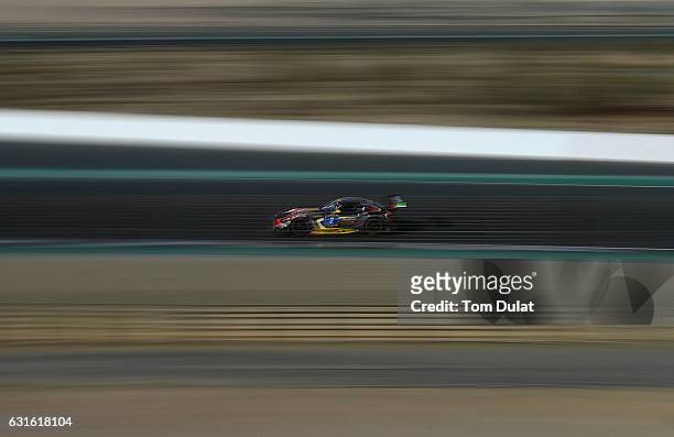 Black Falcon Mercedes AMG GT3 of Khaled Al Qubaisi, Jeroen Bleekemolen, Patrick Assenheimer and Manuel Metzger race during the Hankook 24 Hours Dubai...