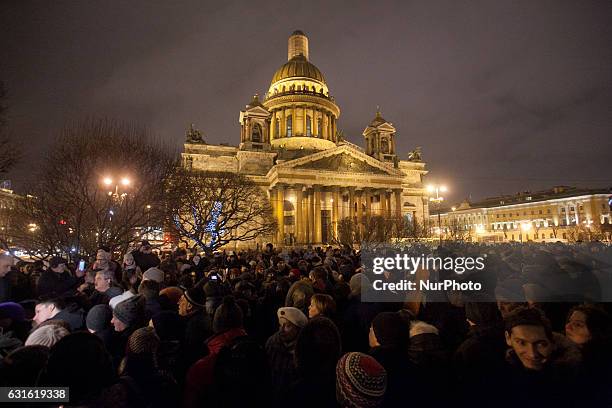 Protest against the transfer the St. Isaac's Cathedral in St Petersburg, Russia, to the Russian Orthodox Church on 13 january 2017. Russia's TASS...