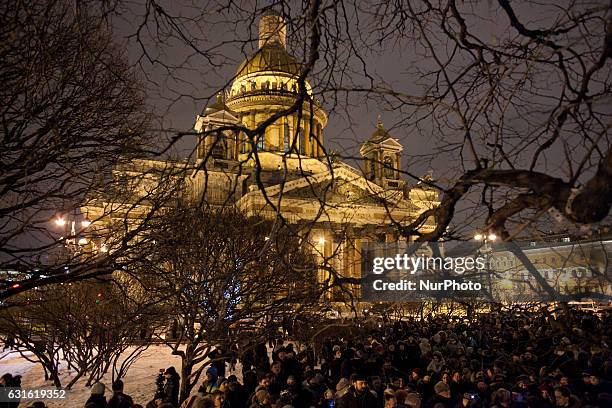 Protest against the transfer the St. Isaac's Cathedral in St Petersburg, Russia, to the Russian Orthodox Church on 13 january 2017. Russia's TASS...