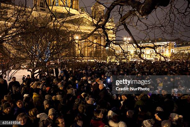 Protest against the transfer the St. Isaac's Cathedral in St Petersburg, Russia, to the Russian Orthodox Church on 13 january 2017. Russia's TASS...