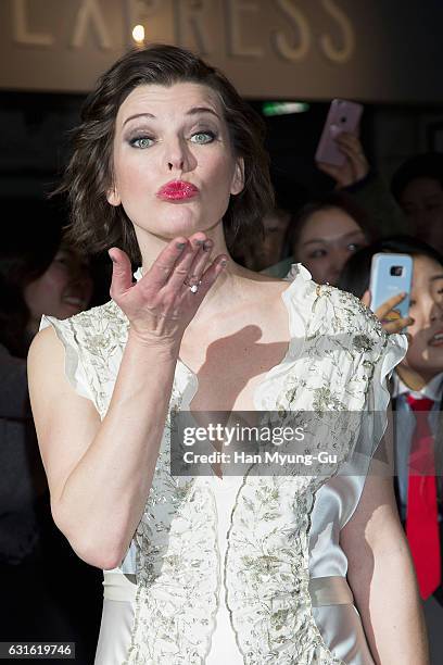 Actress Milla Jovovich attends the Seoul premiere for "Resident Evil: The Final Chapter" on January 13, 2017 in Seoul, South Korea. The film will...