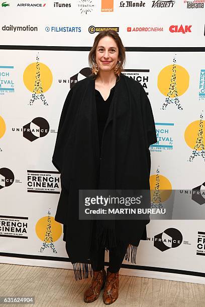 French director Lea Fehner poses during the photocall of MyFilmFestival, on January 13, 2017 in Paris. / AFP / MARTIN BUREAU