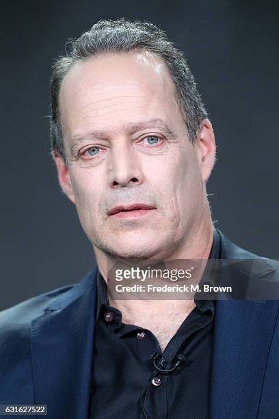 Producer Sebastian Junger of National Geographic's feature documentaries speaks onstage during the National Geographic portion of the 2017 Winter...