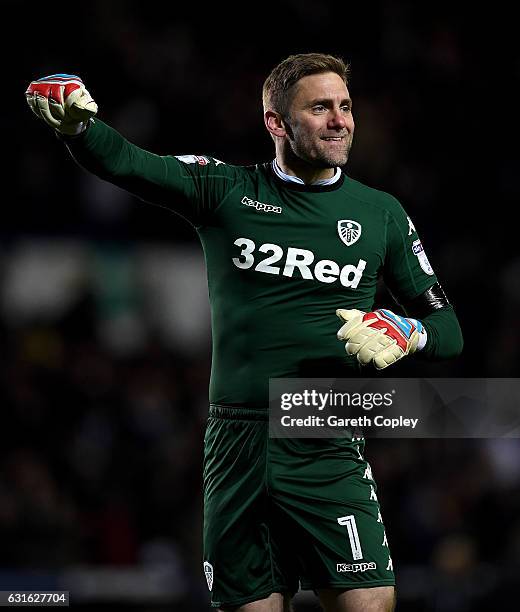 Leeds goalkeeper Rob Green celebrates winning the Sky Bet Championship match between Leeds United and Derby County at Elland Road on January 13, 2017...