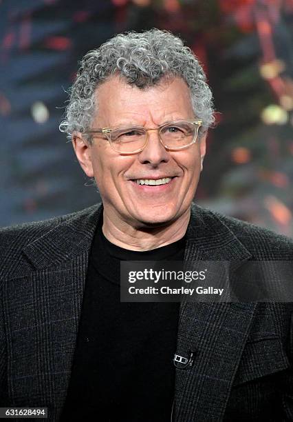 Director Jon Amiel speaks during the "Outsiders" panel at the WGN America Winter TCA at Langham Hotel on January 13, 2017 in Pasadena, California.