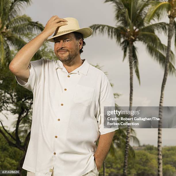 Of Salesforce.com, Marc Benioff is photographed for Forbes Magazine on August 8, 2016 in Hawaii. PUBLISHED IMAGE. CREDIT MUST READ: Robert...
