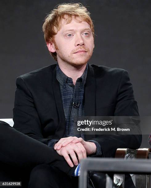 Actor Rupert Grint of the series 'Snatch' speaks onstage during the Crackle portion of the 2017 Winter Television Critics Association Press Tour at...