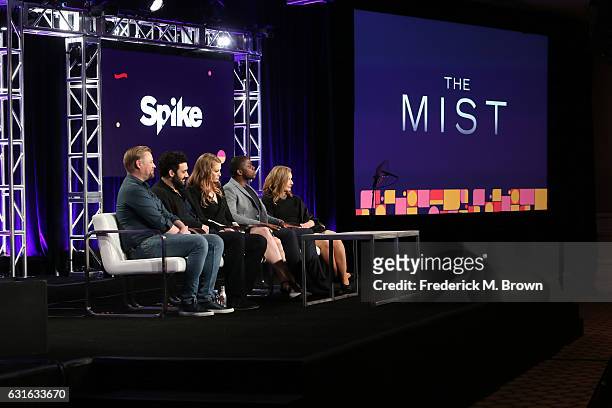 Executive producer Christian Torpe, actors Morgan Spector, Alyssa Sutherland, Okezie Morro and Frances Conroy of the series 'The Mist' speak onstage...