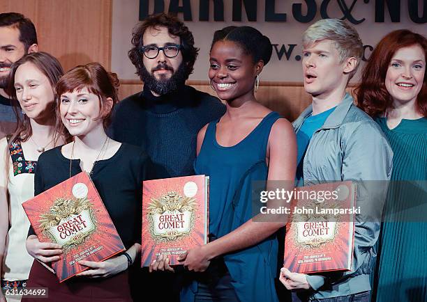 Gelsey Bell, guest, Josh Groban, Denee Benton, Lucas Steele, Brittain Ashford and the cast and creative team celebrate the release of the new book...