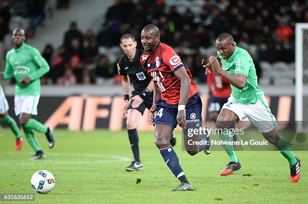 Younousse Sankhare of Lille Kevin Theophile Catherine of Saint Etienne during the Ligue 1 match between Liile OSC and As Saint Etienne at Stade...