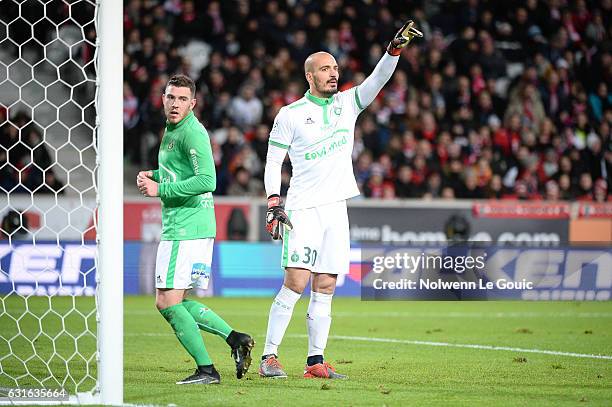 Jessy Moulin of Saint Etienne during the Ligue 1 match between Liile OSC and As Saint Etienne at Stade Pierre-Mauroy on January 13, 2017 in Lille,...