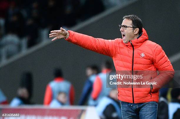 Patrick Collot coach of Lille during the Ligue 1 match between Liile OSC and As Saint Etienne at Stade Pierre-Mauroy on January 13, 2017 in Lille,...