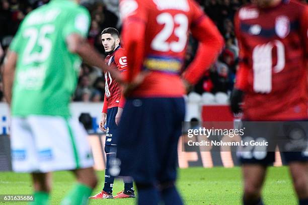 Yassine Benzia of Lille during the Ligue 1 match between Liile OSC and As Saint Etienne at Stade Pierre-Mauroy on January 13, 2017 in Lille, France.