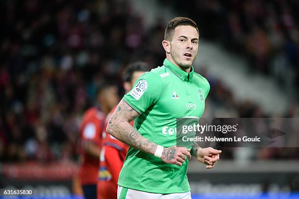 Nolan Roux of Saint Etienne during the Ligue 1 match between Liile OSC and As Saint Etienne at Stade Pierre-Mauroy on January 13, 2017 in Lille,...
