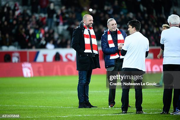 New owner of Lille Gerard Lopez Former owner of Lille Michel Seydoux during the Ligue 1 match between Liile OSC and As Saint Etienne at Stade...