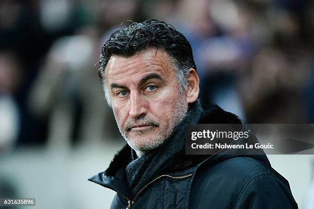 Christophe Galtier coach of Saint Etienne during the Ligue 1 match between Liile OSC and As Saint Etienne at Stade Pierre-Mauroy on January 13, 2017...