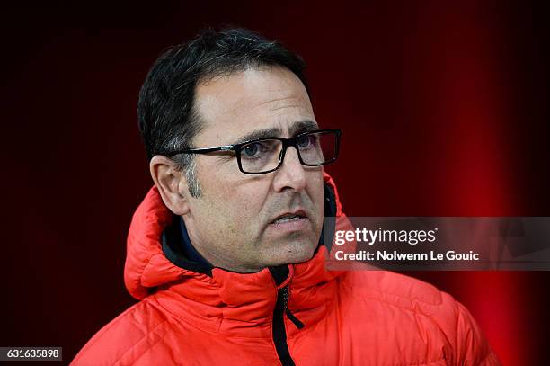 Patrick Collot coach of Lille during the Ligue 1 match between Liile OSC and As Saint Etienne at Stade Pierre-Mauroy on January 13, 2017 in Lille,...