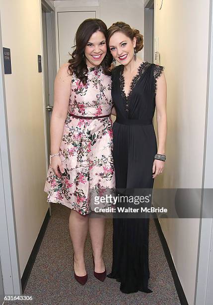 Lindsay Mendez and Laura Osnes backstage at The American Pops Orchestra '75 Years of Streisand' at the George Washington University Lisner Auditorium...