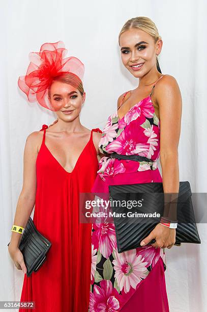 Alex Chadwick and Jessica Roche attend Magic Millions Raceday on January 14, 2017 in Gold Coast, Australia.