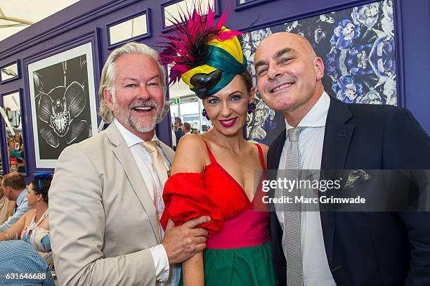 David Novak-Piper and Lisa Carter and Neale Whitaker attend Magic Millions Raceday on January 14, 2017 in Gold Coast, Australia.