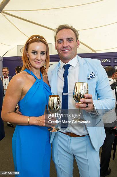 Justine and Andrew Costello attend Magic Millions Raceday on January 14, 2017 in Gold Coast, Australia.