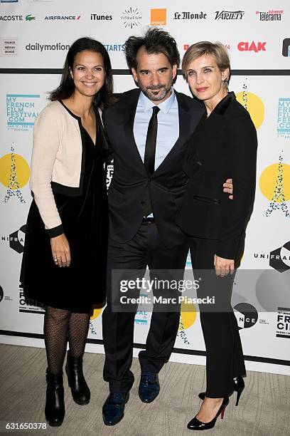Isabelle Giordano, Pablo Trapero and Melita Toscan Du Plantier attend 'My French Film Festival & Unifrance' at Automobile Club de France on January...